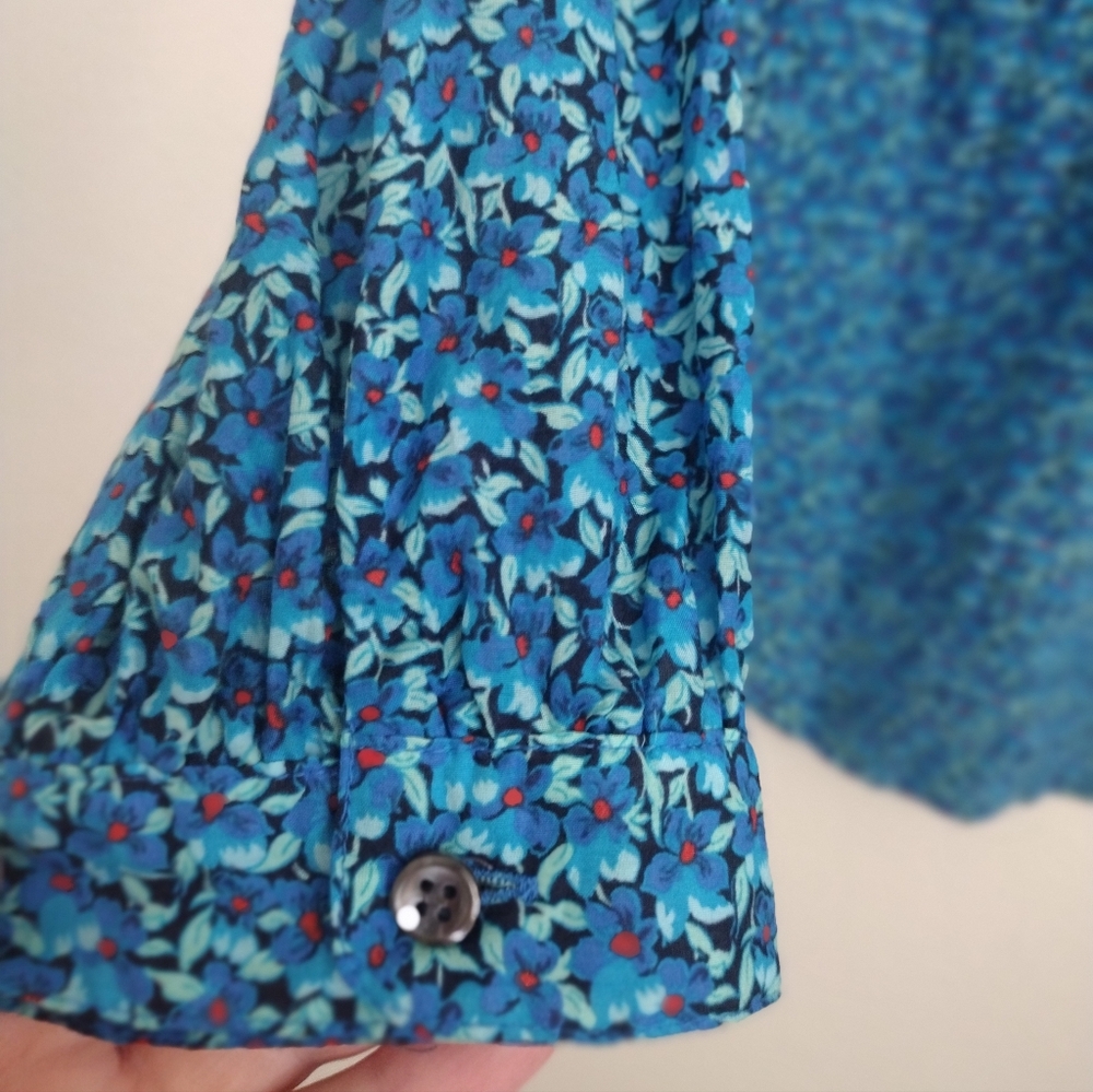 J. Crew Flowerpatch Blue Mixed Pattern Silk Cotto… - image 8